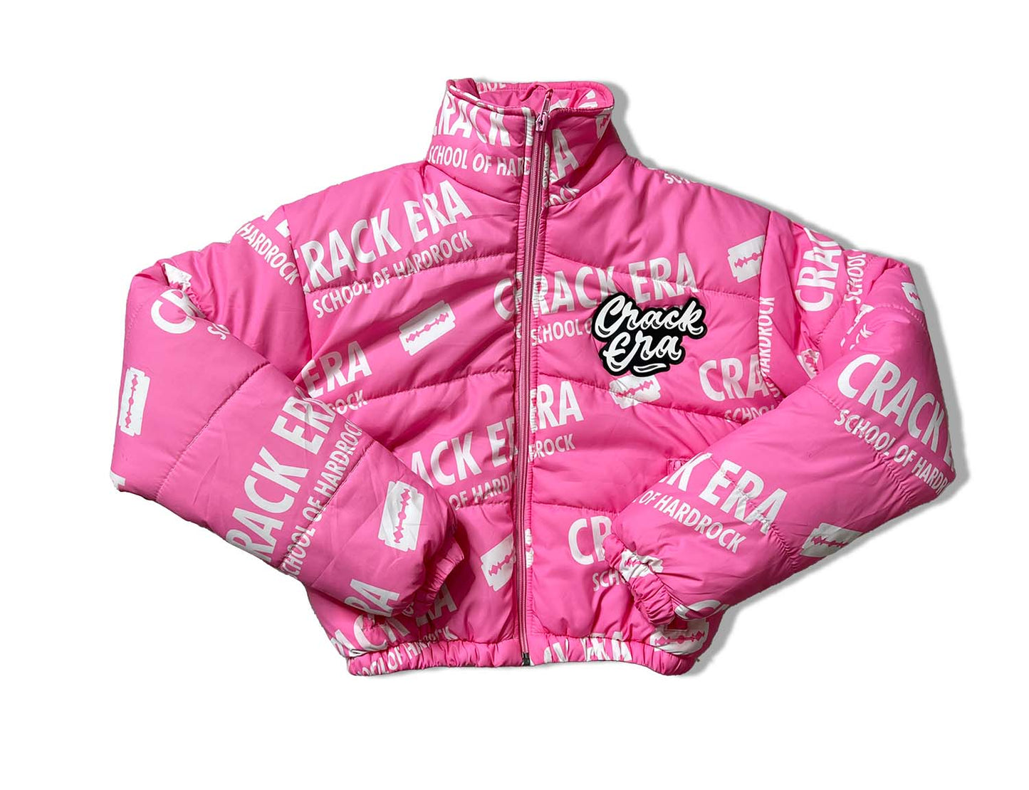 PINK BUBBLE GUM PUFFER (Cropped)